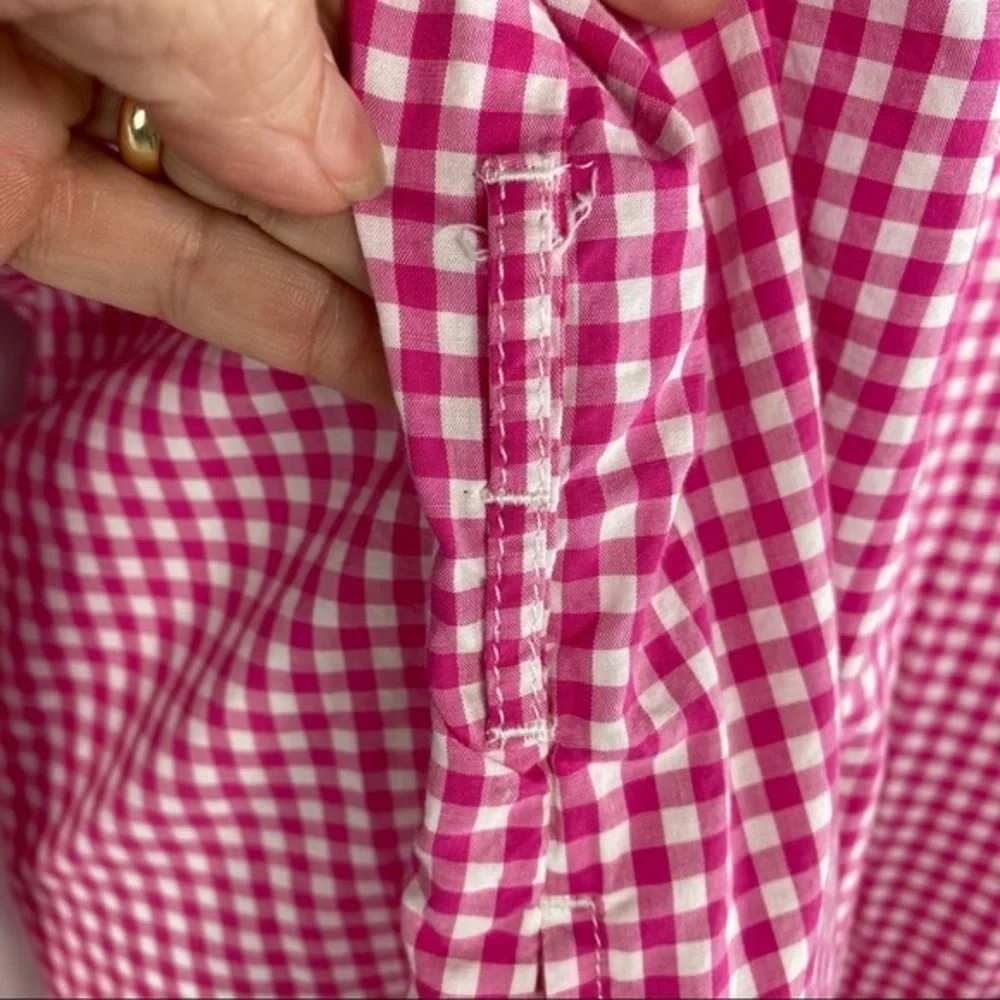 Gap Pink & White Gingham Print T-Shirt Dress Med - Picture 8 of 9